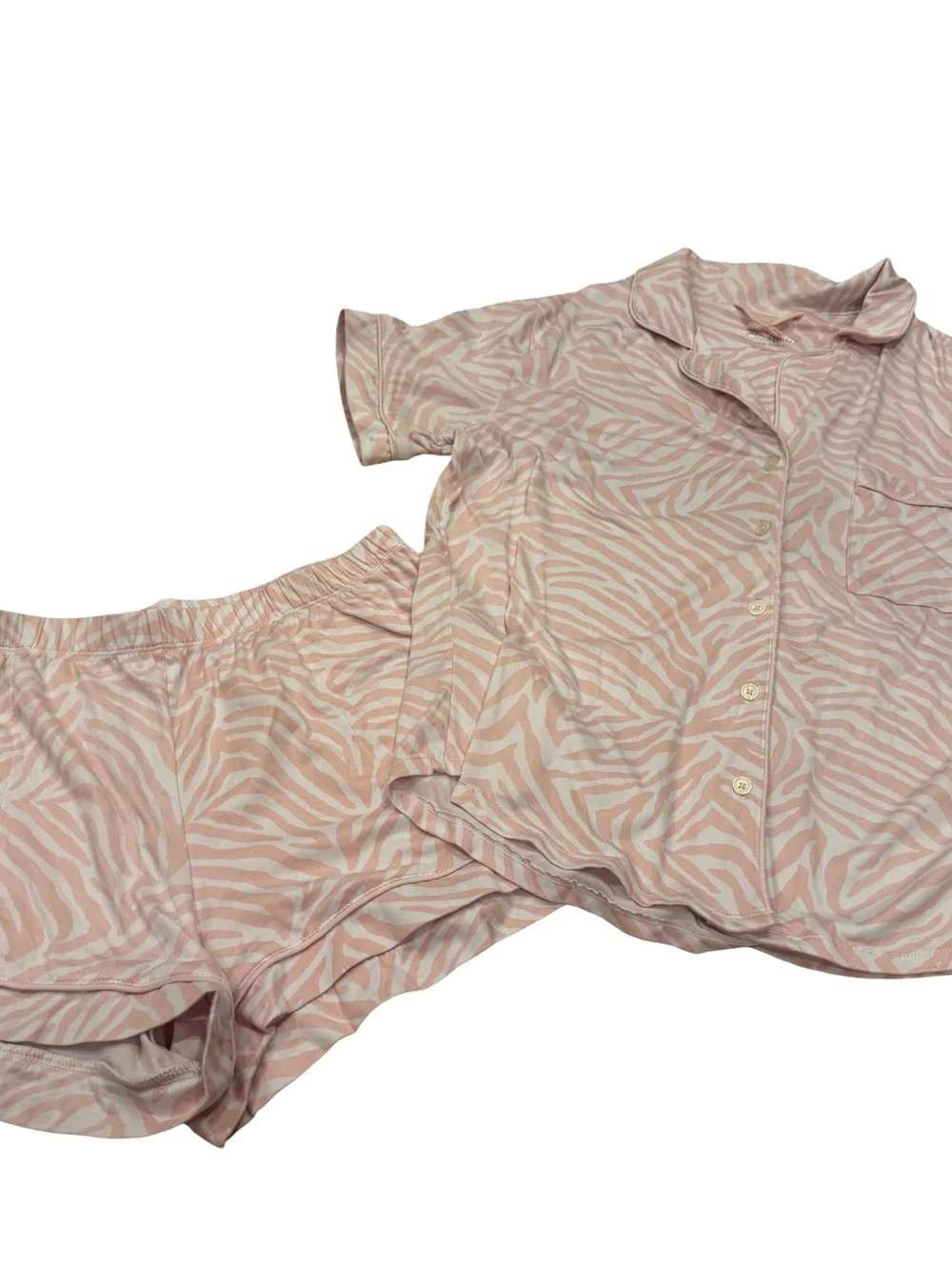 kate spade Pink and White Zebra-Print Short Pajama Set
